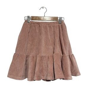 Tocoto Vintage Girls Corduroy Ruffle Skirt Pink Size 8 Pull On Elastic Waist